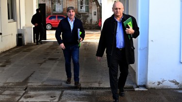 El Gobierno estuvo representado por 
 los ministros Fabian Zgaib (Salud), Rodrigo Buteler (Gobierno) y Jorge Stopiello (Trabajo).
Foto: Marcelo Ochoa