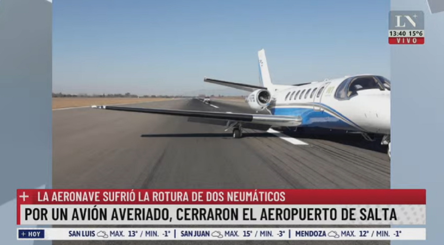 El avión de Río en el aeropuerto de Salta. Foto: captura 