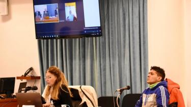 Godoy, junto a su abogada Plaza, en la audiencia del lunes pasado. (Matías Subat)