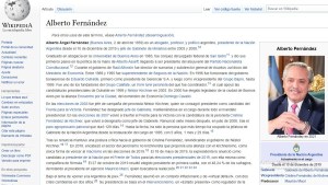 El polémico insulto en el perfil de Wikipedia de Alberto Fernández, que nadie había notado
