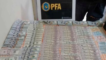 El cuantioso dinero incautado en los allanamientos.