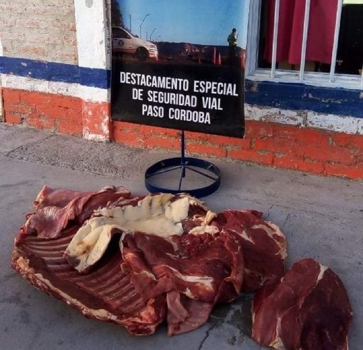 La carne era transportada en bolsas de arpillera en la parte trasera de una camioneta. (Foto gentileza)