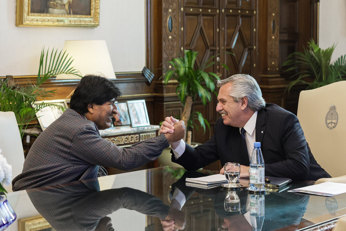 El encuentro entre Evo Morales y Alberto Fernández. 