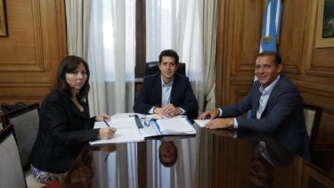 Batakis, De Pedro y Gutiérrez durante una reunión que mantuvieron en 2020. Foto: archivo gentileza.