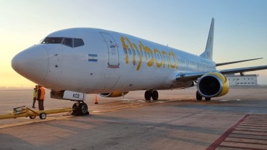 El avión de Glybondi que voló ayer desde Buenos Aires al sur. 