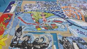 Una artista de Bariloche coordinó un mural de mosaicos que será ensamblado en Malasia