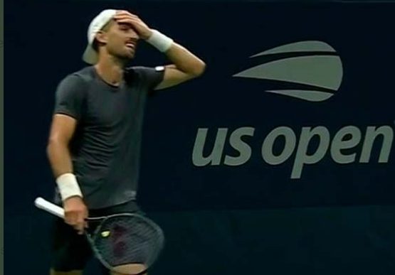 Pedro Cachín y su felicidad en el momento de la victoria para pasar a segunda ronda del US Open. 