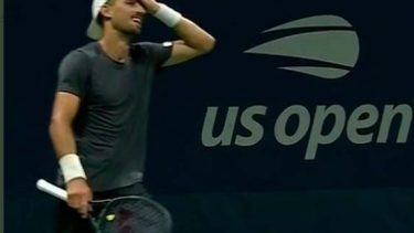 Pedro Cachín y su felicidad en el momento de la victoria para pasar a segunda ronda del US Open. 
