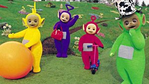 Divulgan desconocidas fotos de los actores de «Los Teletubbies» en plena filmación