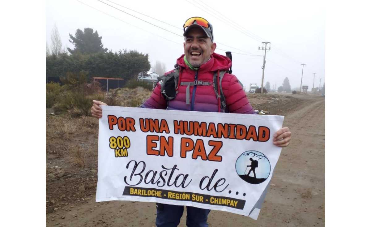 Rodrigo Telechea comenzó la travesía en Dina Huapi. Foto: gentileza.