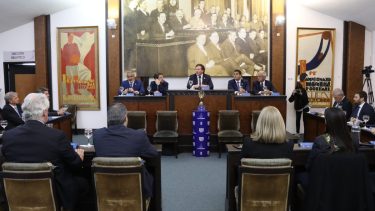 Alejandro Domínguez, presidente de Conmebol, encabezó la presentación de la candidatura de los cuatro países sudamericanos.