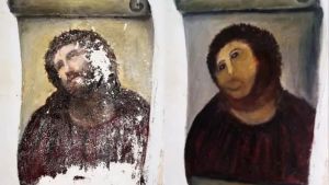 A diez años de su restauración, el «Ecce Homo» multiplica su fama en obras y merchandising