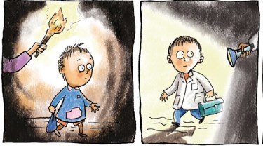 «Los Iluminadores», la tira de Chelo Candia, en el día del maestro
