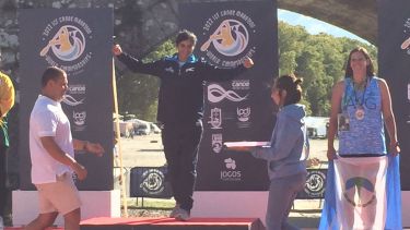 Cecilia Collueque, en lo más alto del podio en Portugal, una vez más.  Natalia Lallana, tercera.