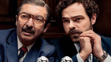 Peter Lanzani como Moreno Ocampo y Ricardo Darín como Strassera, en la película de Santiago Mitre. Foto: archivo