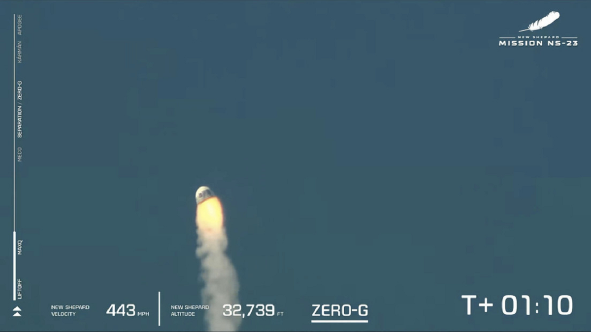 Un cohete no tripulado de Jeff Bezos se estrelló luego del lanzamiento. 