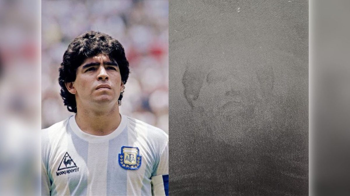La curiosa imagen de Maradona que apareció en un sillón. Foto: gentileza.-