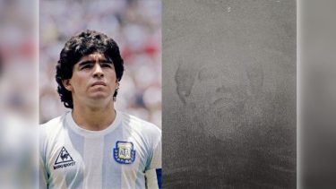 La curiosa imagen de Maradona que apareció en un sillón. Foto: gentileza.-
