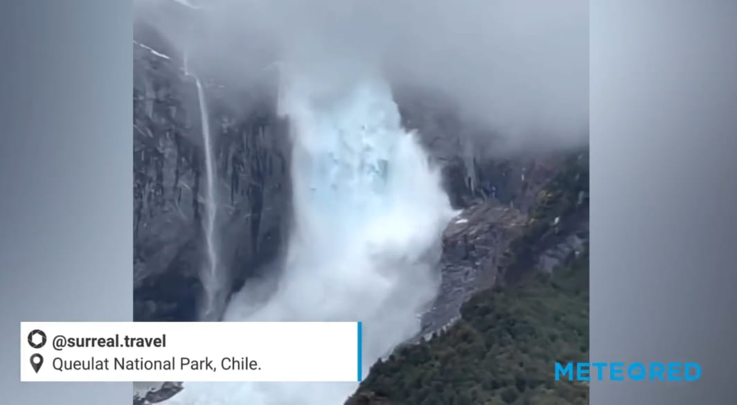 El desprendimiento de hielo en Chile fue grabado. Foto: Captura video. 