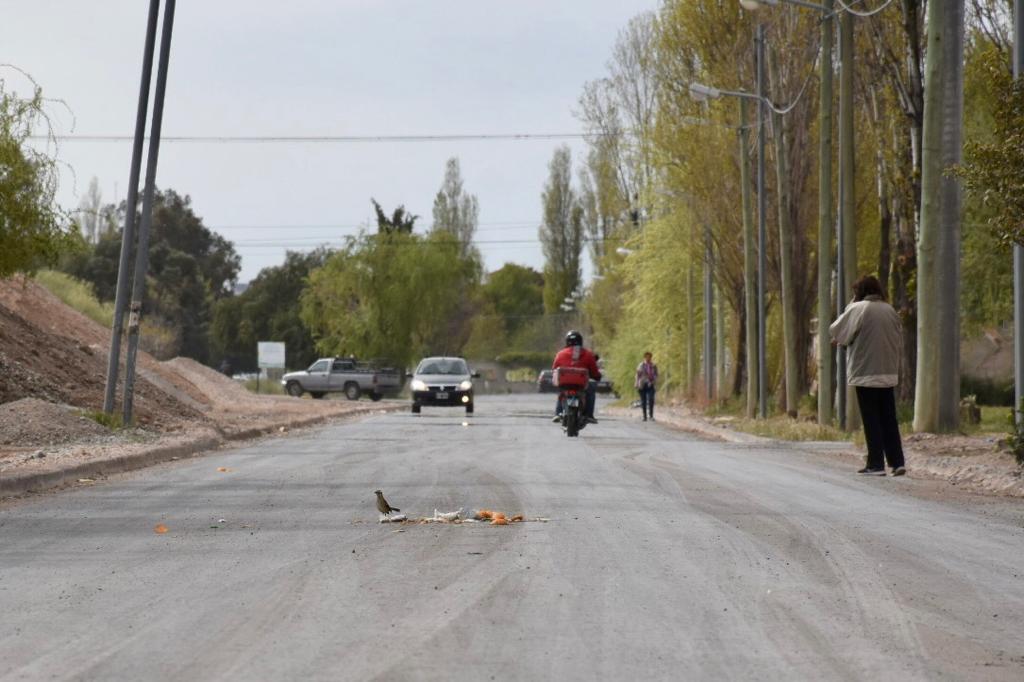 El nuevo sector asfaltado en Canal V de  Neuquén capital, ya fue habilitado al tránsito (foto Matías Subat)