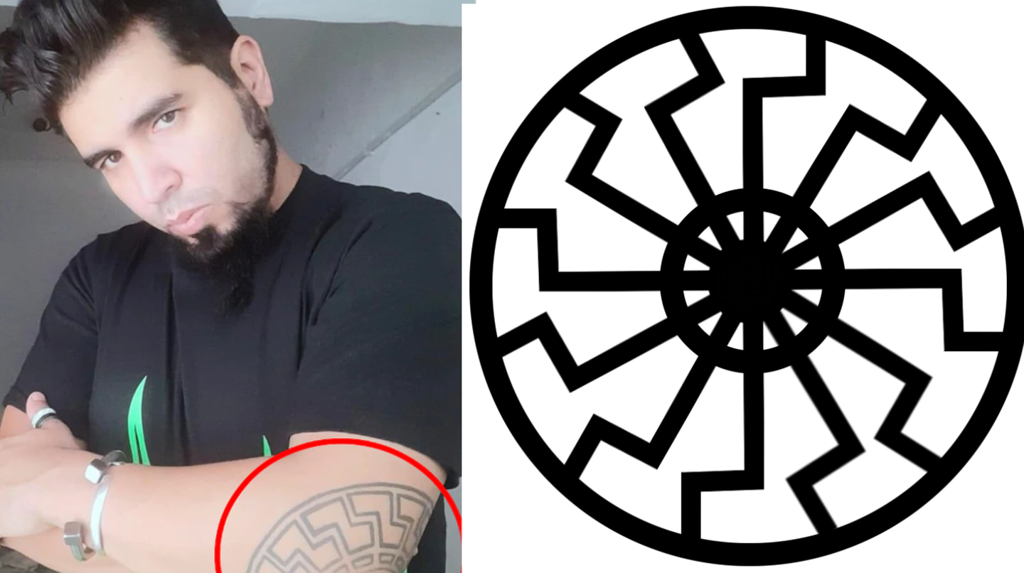 El símbolo nazi que lleva tatuado el atacante de Cristina Kirchner. Foto gentileza TN. 