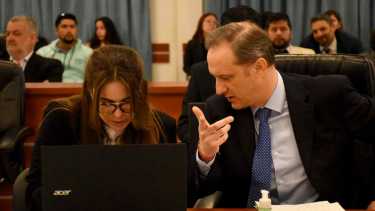 El fiscal jefe de Homicidios, Agustín García, y la asistente letrada Guadalupe Inaudi. (Matías Subat)