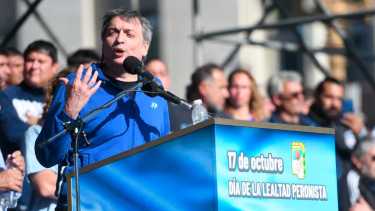 Máximo Kirchner fue el anteúltimo orador en la Plaza de Mayo y tuvo un duro discurso. Foto: Telam - Raul Ferrari.