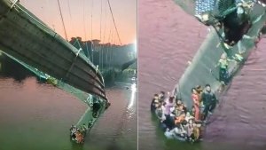 Más de 80 muertos en India por el derrumbe de un puente colgante