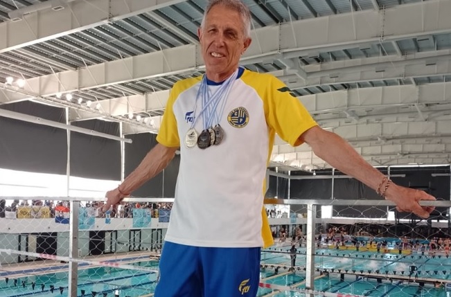 El roquense Mario Quercia es campeón nacional master de natación. Gentileza.