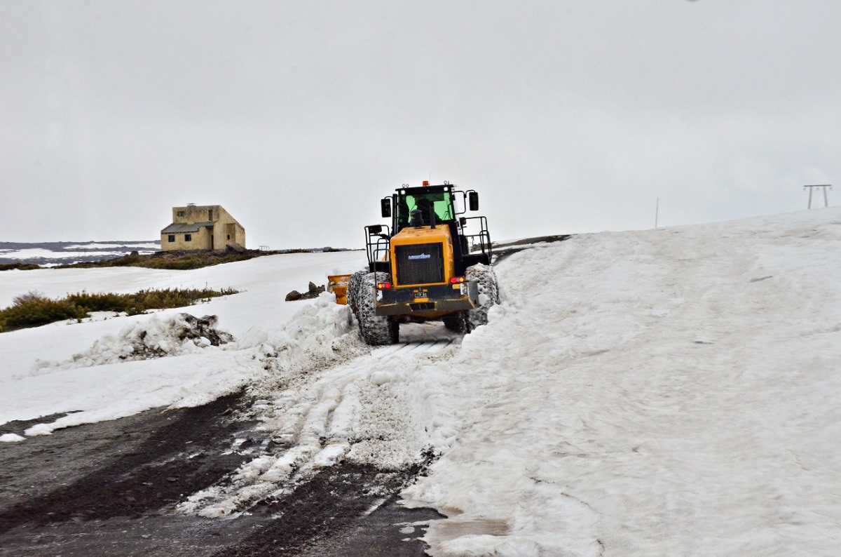 Hay cerca de un metro de nieve acumulada a 7 km de Copahue. Foto: Fabricio Sosa.