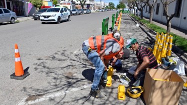 Esta semana comenzaron los trabajaos en la calle céntrica de Belgrano. Foto: Marcelo Ochoa.