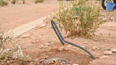 El agua se corta constantemente desde que largaron el servicio por la red en las 33 manzanas que conforman el distrito VII (foto Florencia Salto)