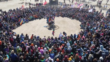 En San Luis se realiza el Encuentro Plurinacional de Mujeres y Disidencias, donde se realizó una ceremonia indígena. Foto: Télam