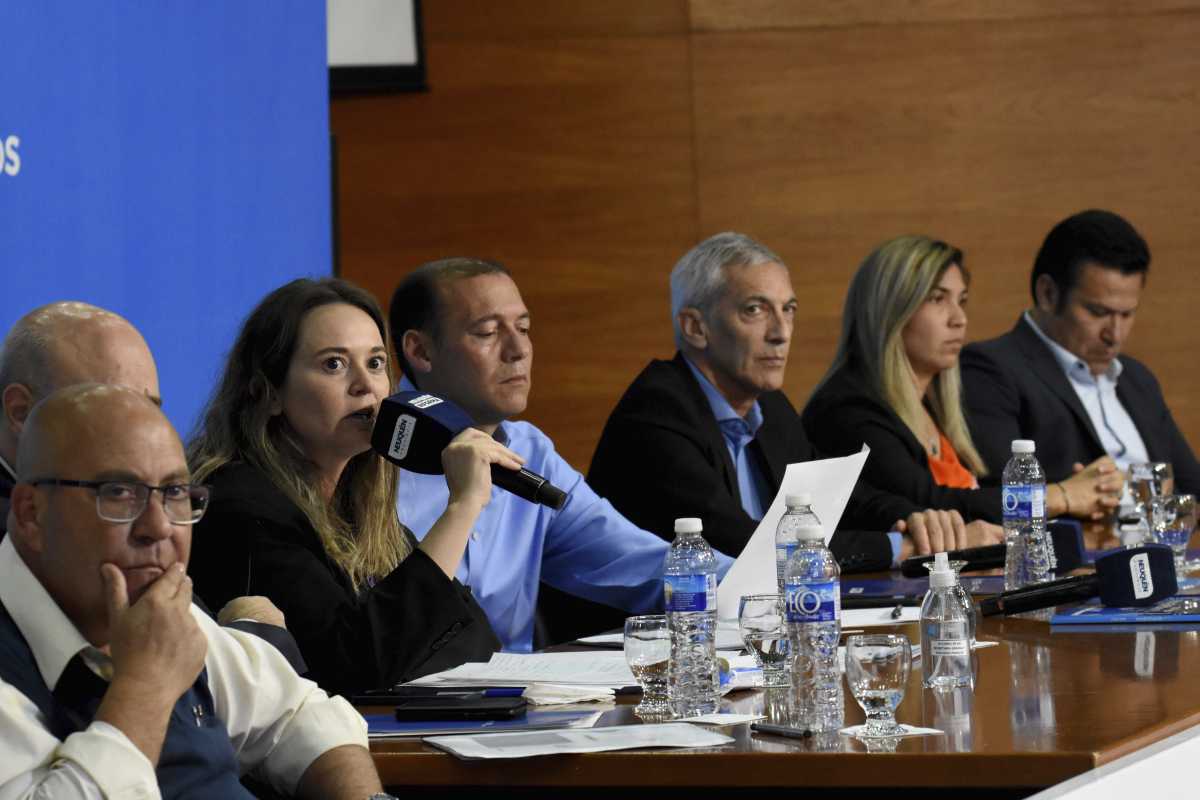 La ministra Ferraresso y el gobernador en la conferencia de prensa que brindaron ayer. Foto: Matías Subat.