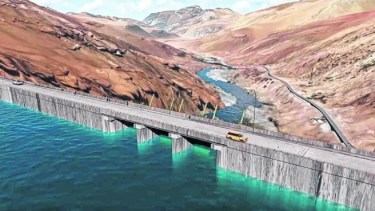 Así sería el corte sobre el río Grande en Portezuelo del Viento.