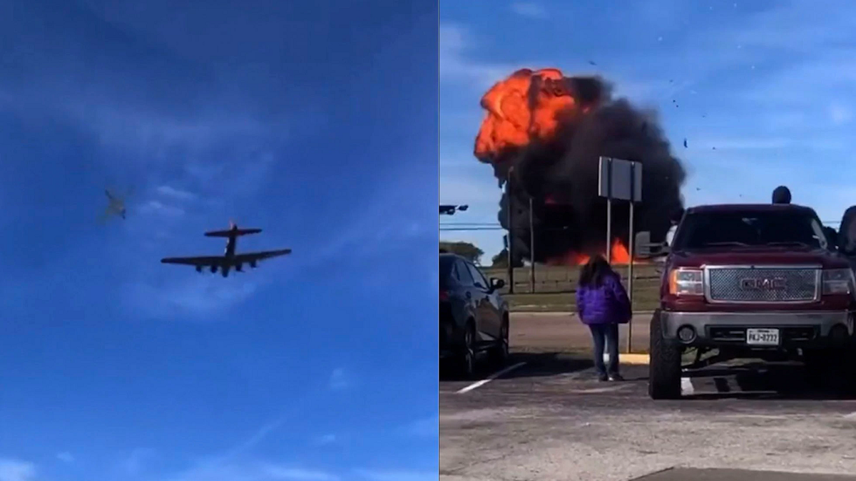 Dos históricos aviones se estrellaron en pleno vuelo en Texas. 