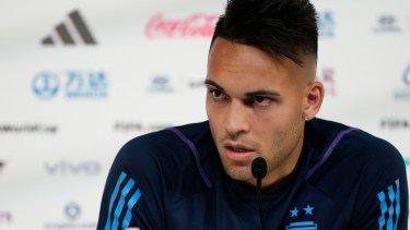Lautaro Martínez en conferencia de prensa. Foto: AP 