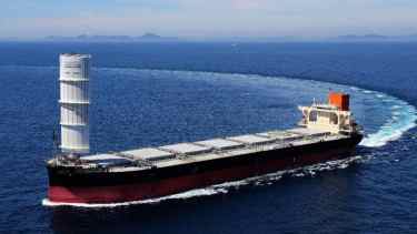 El Shofu Maru es el primer buque carguero equipado con una vela inteligente para captar energía eólica. (Foto: gentileza MOL)