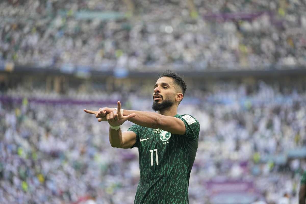 Saleh Al-Shehri se transformó en uno de los héroes de Arabia Saudita y le dio la victoria a su equipo. (AP Photo/Jorge Saenz)