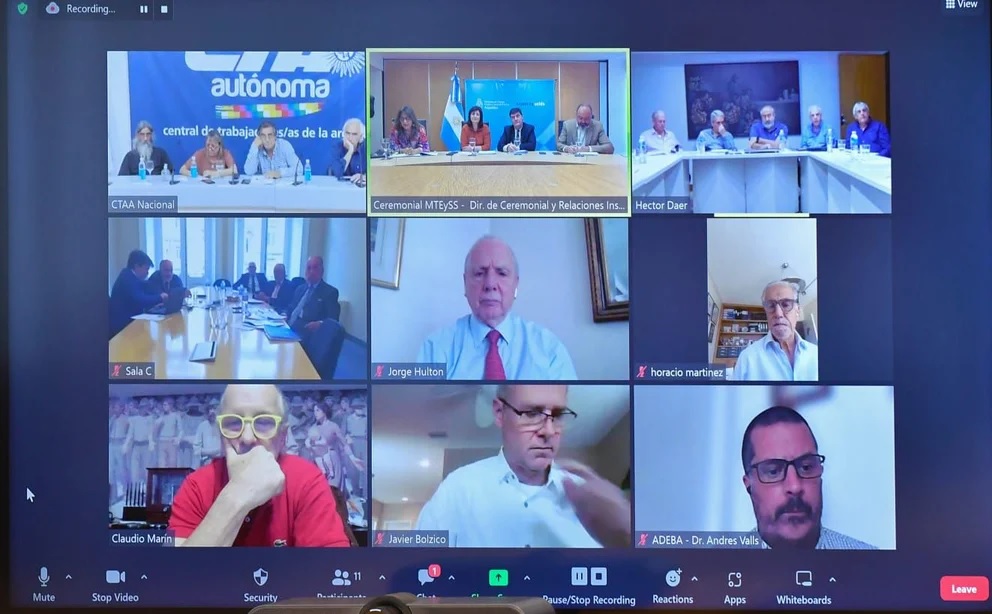 La reunión virtual del Consejo del Salario. 