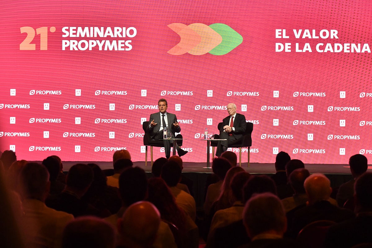 El ministro de Economía, Sergio Massa, disertó en el 21° seminario Propyme del grupo Techint.  Foto: Agencia Télam. 