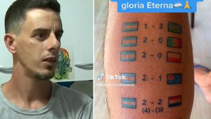 Video: así quedó la pierna del hincha de la Selección que prometió un arriesgado tatuaje y cumplió
