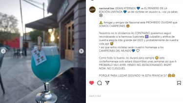 Para festejar el triunfo de la Selección Argentina, Nacional incorporó en su carta un trago celeste y blanco.-