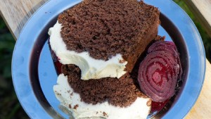 Remolacha asada para un budín esponjoso