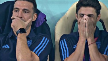 Lionel Scaloni y Pablo Aimar suelen mostrar públicamente las emociones que les genera la Selección Argentina.-