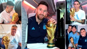 En fotos: el viaje de la Selección Argentina con la Copa del Mundo Qatar 2022, desde el avión