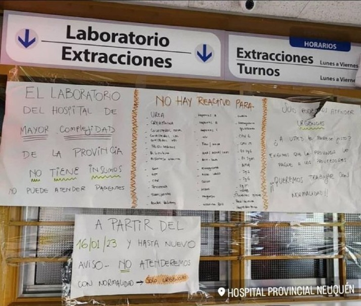 Con esta foto del laboratorio del hospital Castro Rendón, el médico denunció la falta de insumos. (Twitter).-