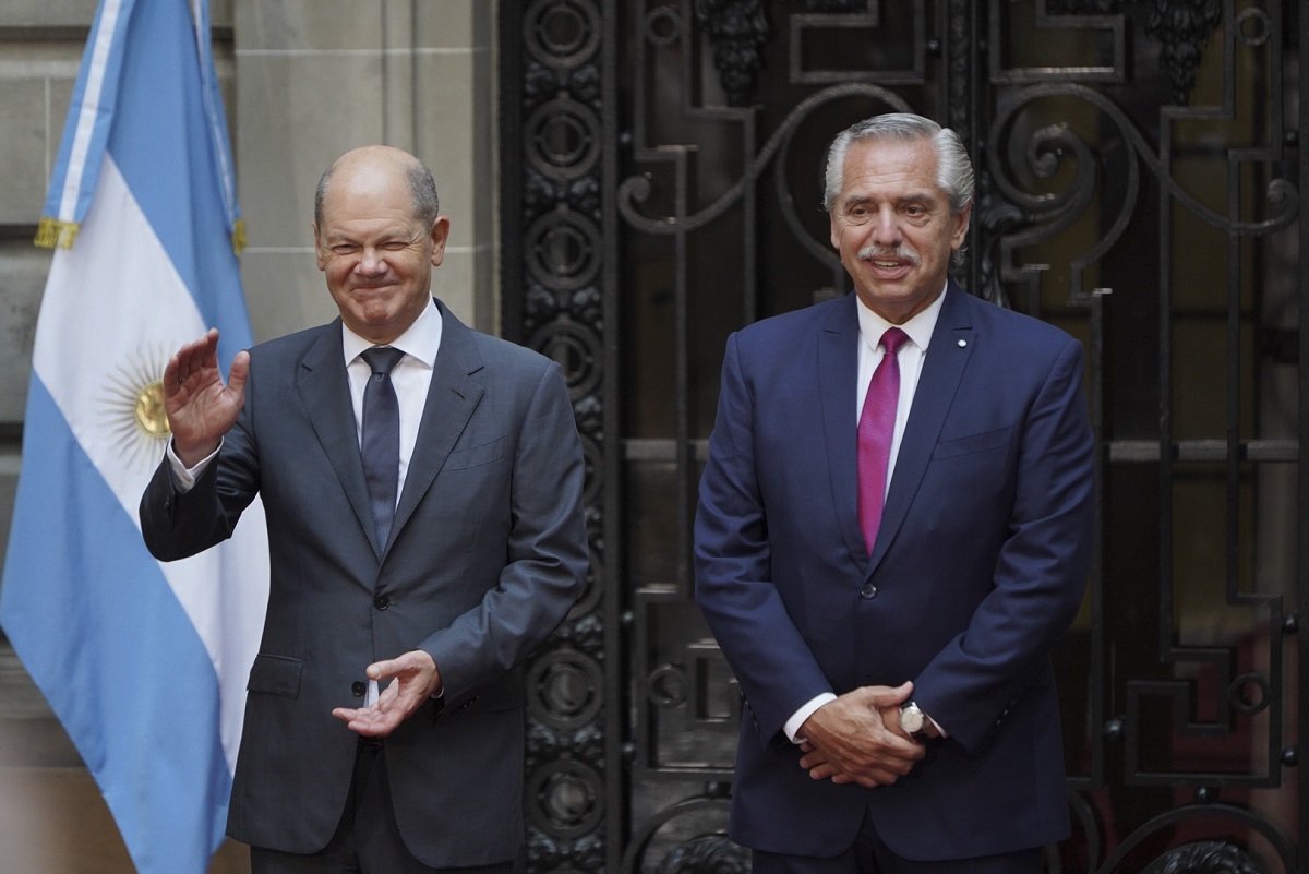 El presidente Alberto Fernández y el  canciller de Alemania, Olaf Scholz. hablaron tras la reunión bilateral.
