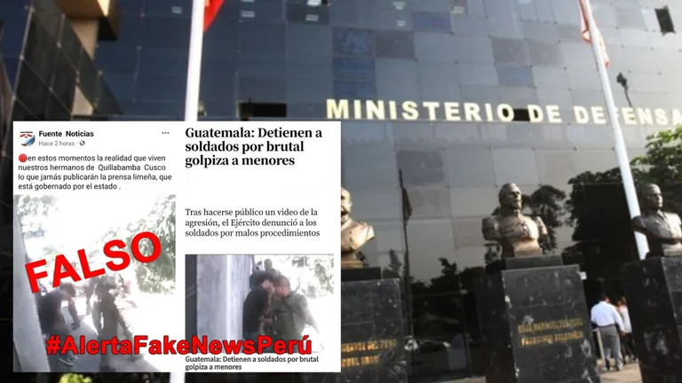 Desde el Ministerio de Defensa de Perú desmintieron la veracidad del vídeo que acusa a soldados peruanos de golpear a niños. Foto Captura Infobae Perú.
