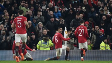 El crack brasileño anotó dos goles. El United lo disfruta. 